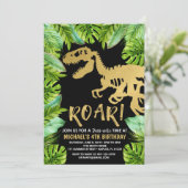Dinosaur Birthday Invitation Roar Dino Party Boy Kaart (Staand voorkant)