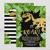 Dinosaur Birthday Invitation Roar Dino Party Boy Kaart (Voorkant / Achterkant)