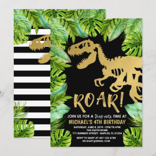 Dinosaur Birthday Invitation Roar Dino Party Boy Kaart