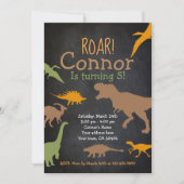 Dinosaur Birthday Invitation, Roar Party Kaart (Voorkant)