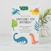 Dinosaur Birthday Invitation Sjabloon Kaart (Staand voorkant)