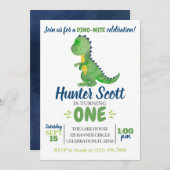 Dinosaur Birthday Invitation - T-Rex Invite Kaart (Voorkant / Achterkant)