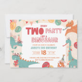 Dinosaur Birthday Invitation Two. Modern Boy Dino  Kaart (Voorkant)