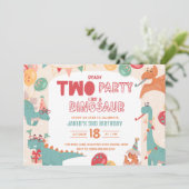Dinosaur Birthday Invitation Two. Modern Boy Dino  Kaart (Staand voorkant)