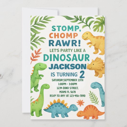 Dinosaur Birthday Invitations Feestdagenkaart (Voorkant)