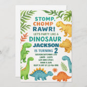 Dinosaur Birthday Invitations Feestdagenkaart (Voorkant / Achterkant)