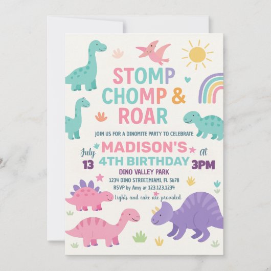 Dinosaur Birthday Invitations Feestdagenkaart (Voorkant)