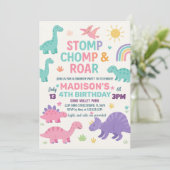 Dinosaur Birthday Invitations Feestdagenkaart (Staand voorkant)