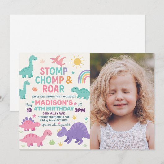 Dinosaur Birthday Invitations Feestdagenkaart (Voorkant / Achterkant)