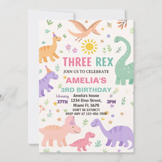 Dinosaur Birthday Invitations Feestdagenkaart (Voorkant)