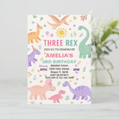 Dinosaur Birthday Invitations Feestdagenkaart (Staand voorkant)