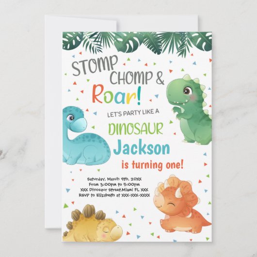 Dinosaur Birthday Invitations Kaart (Voorkant)