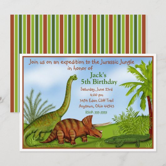 Dinosaur Birthday Invitations Kaart (Voorkant / Achterkant)