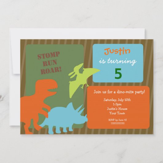 Dinosaur Birthday Invitations Kaart (Voorkant)