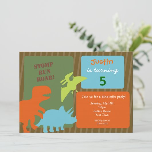 Dinosaur Birthday Invitations Kaart (Staand voorkant)