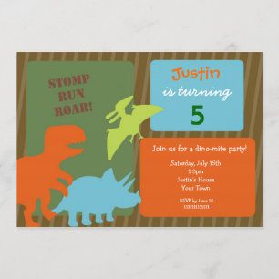 Dinosaur Birthday Invitations Kaart