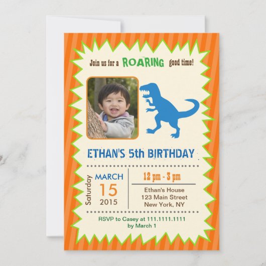 Dinosaur Birthday Invitations Kaart (Voorkant)