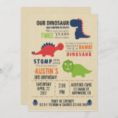 Dinosaur Birthday Invitations Kaart (Voorkant / Achterkant)