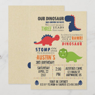 Dinosaur Birthday Invitations Kaart