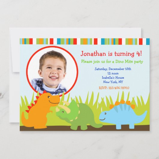 Dinosaur Birthday Invitations Kaart (Voorkant)