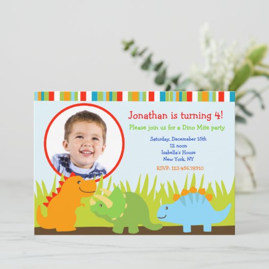Dinosaur Birthday Invitations Kaart (Staand voorkant)