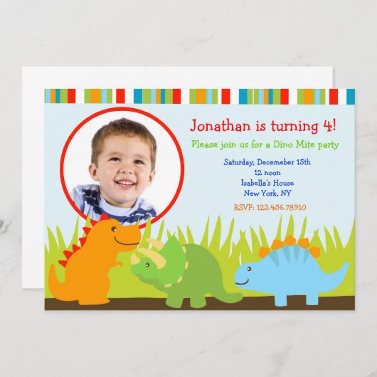 Dinosaur Birthday Invitations Kaart (Voorkant / Achterkant)