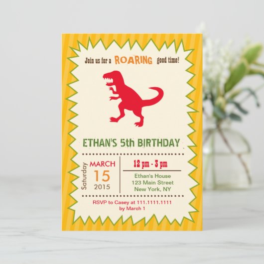 Dinosaur Birthday Invitations Kaart (Staand voorkant)