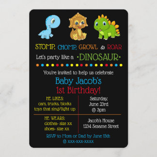 Dinosaur Birthday Invitations Kaart