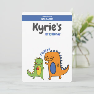 Dinosaur Birthday Invite, jurassic, trex BIRTHDAY Kaart