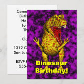 Dinosaur Birthday Invite Kaart (Voorkant / Achterkant)