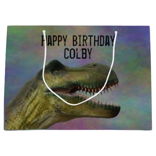 Dinosaur Birthday - Jurassic Tyrannosaurus Rex Groot Cadeauzakje (Voorkant)