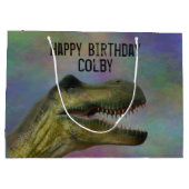 Dinosaur Birthday - Jurassic Tyrannosaurus Rex Groot Cadeauzakje (Achterkant)