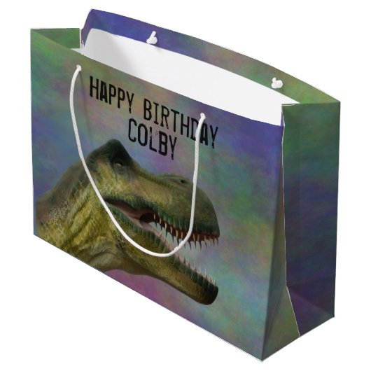 Dinosaur Birthday - Jurassic Tyrannosaurus Rex Groot Cadeauzakje (Achterkant Gekanteld)