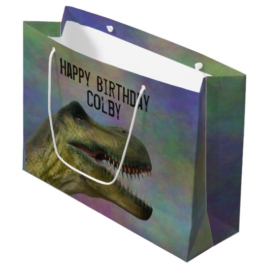 Dinosaur Birthday - Jurassic Tyrannosaurus Rex Groot Cadeauzakje (Voorkant Gekanteld)