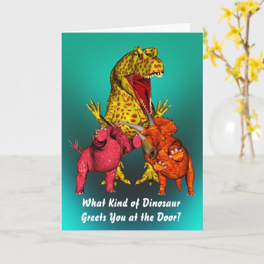 Dinosaur Birthday Kaart (Gele Bloem)
