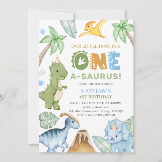 Dinosaur Birthday Kaart (Voorkant)