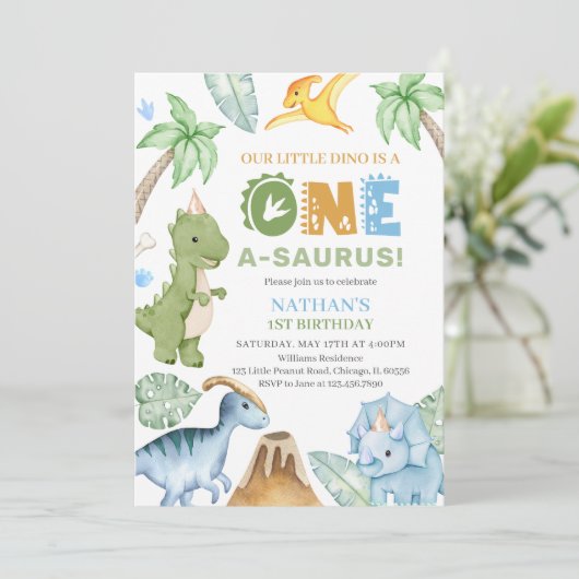 Dinosaur Birthday Kaart (Staand voorkant)