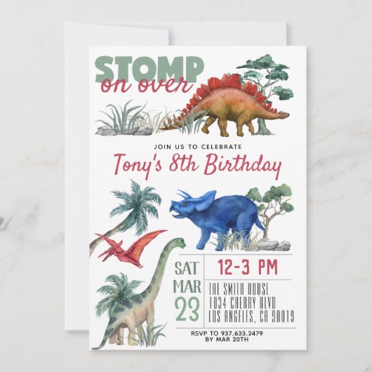 Dinosaur Birthday Kaart (Voorkant)