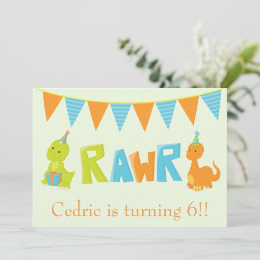 Dinosaur Birthday Kaart (Staand voorkant)