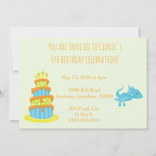 Dinosaur Birthday Kaart (Achterkant)