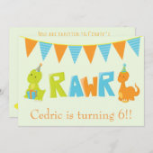 Dinosaur Birthday Kaart (Voorkant / Achterkant)