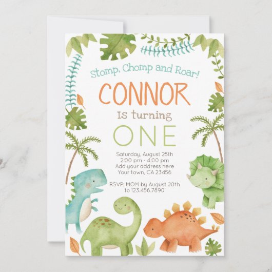 Dinosaur Birthday Kaart (Voorkant)