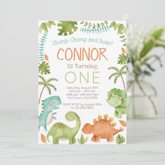 Dinosaur Birthday Kaart (Staand voorkant)