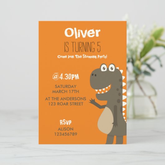 Dinosaur Birthday Kaart (Staand voorkant)