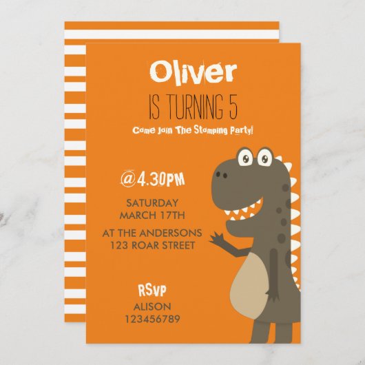 Dinosaur Birthday Kaart (Voorkant / Achterkant)