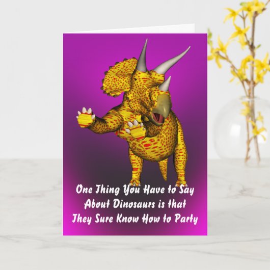 Dinosaur Birthday Kaart (Gele Bloem)