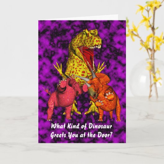 Dinosaur Birthday Kaart (Gele Bloem)