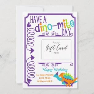Dinosaur Birthday Money Gift Kaart Holder