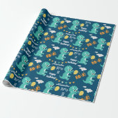 Dinosaur Birthday Name Age Custom Cadeaupapier (Uitgerold)