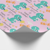 Dinosaur Birthday Name Age Custom Cadeaupapier (Hoek)